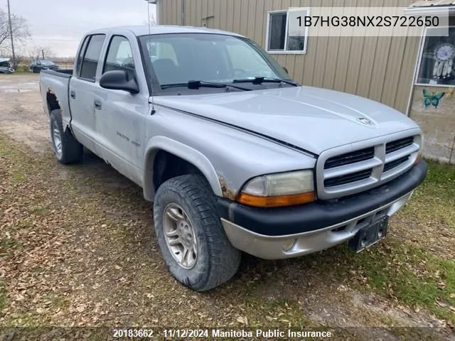 2002 Dodge Dakota V8 Quad Cab VIN: 1B7HG38NX2S722650 Lot: 20183662