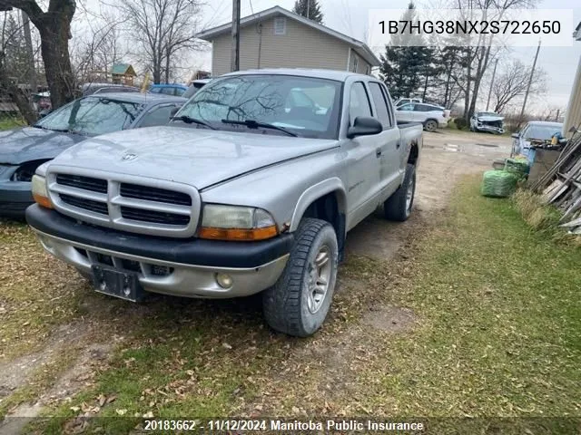 2002 Dodge Dakota V8 Quad Cab VIN: 1B7HG38NX2S722650 Lot: 20183662