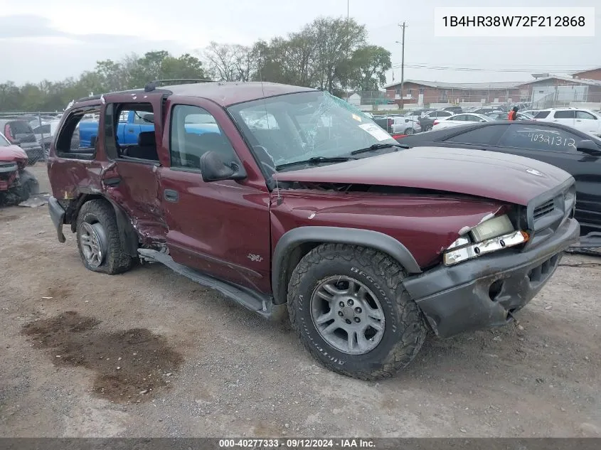 2002 Dodge Durango Sport/Sxt VIN: 1B4HR38W72F212868 Lot: 40277333