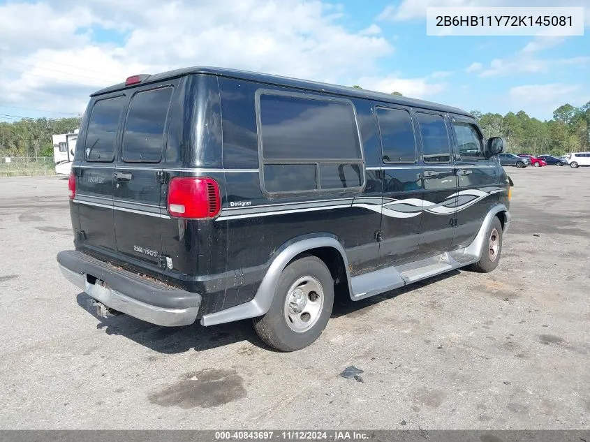 2002 Dodge Ram Van 1500 Conversion VIN: 2B6HB11Y72K145081 Lot: 40843697