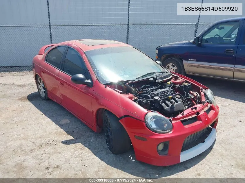 2004 Dodge Srt4 VIN: 1B3ES66S14D609920 Lot: 39918006