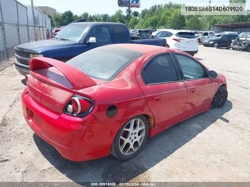 2004 Dodge Srt4 VIN: 1B3ES66S14D609920 Lot: 39918006