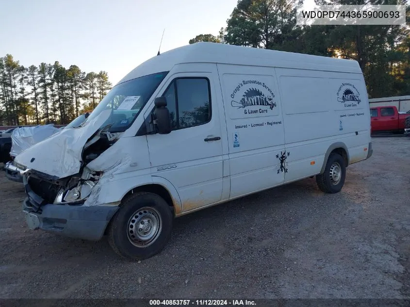 2006 Dodge Sprinter Van 2500 Shc VIN: WD0PD744365900693 Lot: 40853757