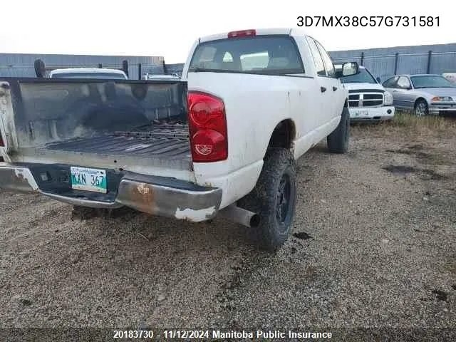 2007 Dodge Ram 3500 Laramie Quad Cab VIN: 3D7MX38C57G731581 Lot: 20183730