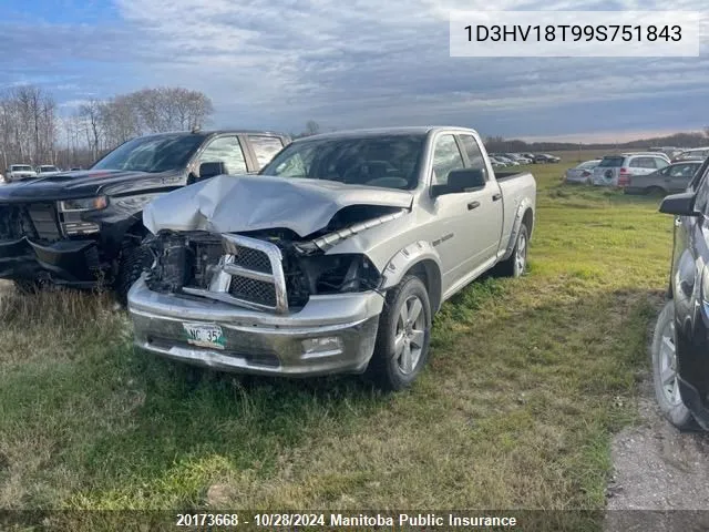 2009 Dodge Ram 1500 Slt Quad Cab VIN: 1D3HV18T99S751843 Lot: 20173668