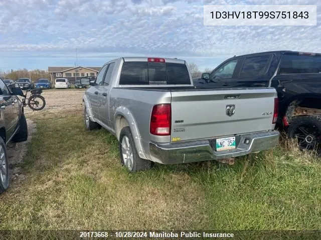 2009 Dodge Ram 1500 Slt Quad Cab VIN: 1D3HV18T99S751843 Lot: 20173668