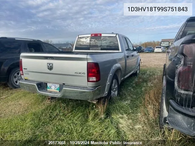 1D3HV18T99S751843 2009 Dodge Ram 1500 Slt Quad Cab