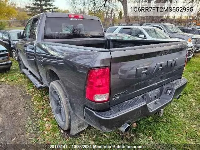 2021 Dodge Ram 1500 Tradesman Quad Cab VIN: 1C6RR7FT2MS552995 Lot: 20178141