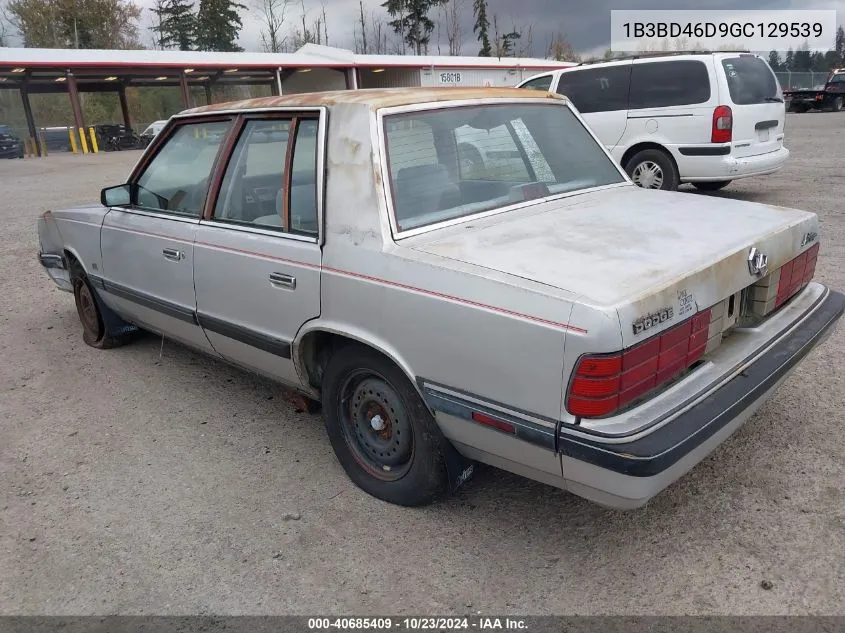 1986 Dodge Aries Le VIN: 1B3BD46D9GC129539 Lot: 40685409