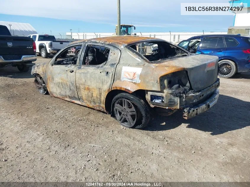 2008 Dodge Avenger Sxt VIN: 1B3LC56R38N274297 Lot: 12041762