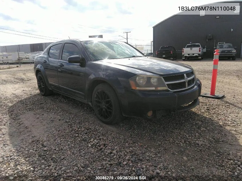 2008 Dodge Avenger R/T VIN: 1B3LC76M78N110048 Lot: 30046279