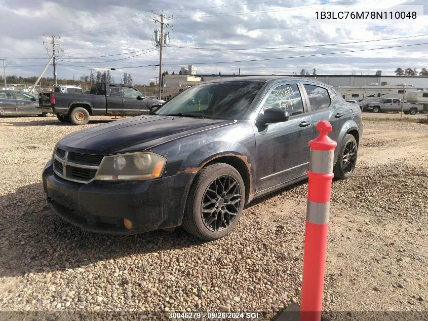 2008 Dodge Avenger R/T VIN: 1B3LC76M78N110048 Lot: 30046279