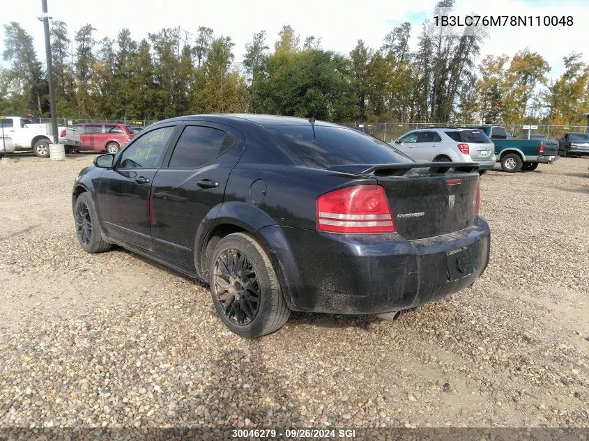 2008 Dodge Avenger R/T VIN: 1B3LC76M78N110048 Lot: 30046279