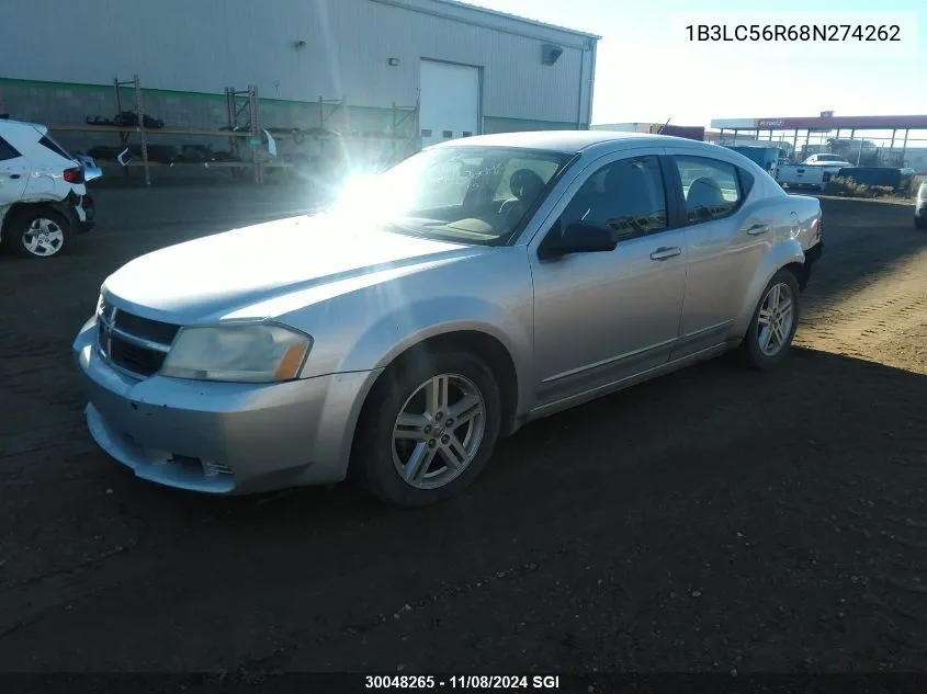 2008 Dodge Avenger Sxt VIN: 1B3LC56R68N274262 Lot: 30048265