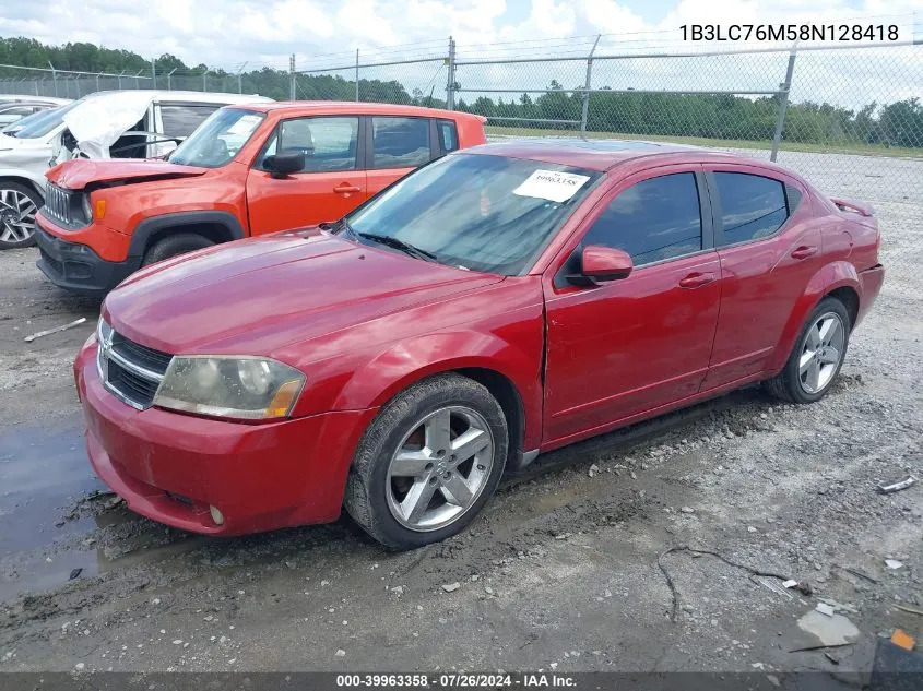 2008 Dodge Avenger R/T VIN: 1B3LC76M58N128418 Lot: 39963358