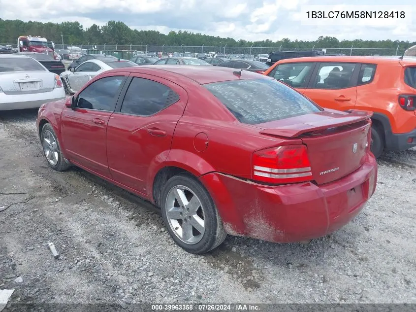 2008 Dodge Avenger R/T VIN: 1B3LC76M58N128418 Lot: 39963358