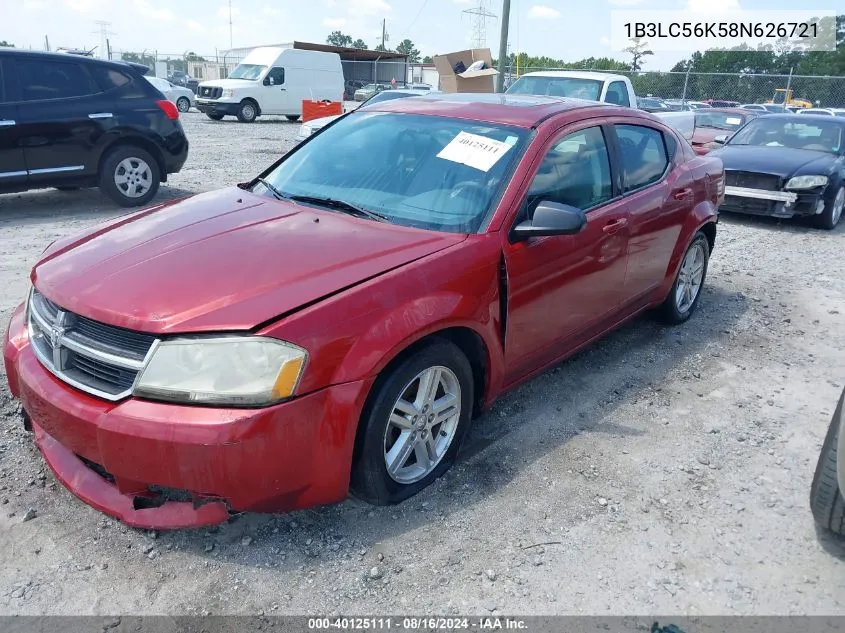 2008 Dodge Avenger Sxt VIN: 1B3LC56K58N626721 Lot: 40125111