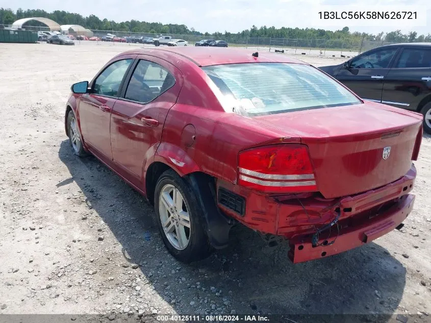 2008 Dodge Avenger Sxt VIN: 1B3LC56K58N626721 Lot: 40125111