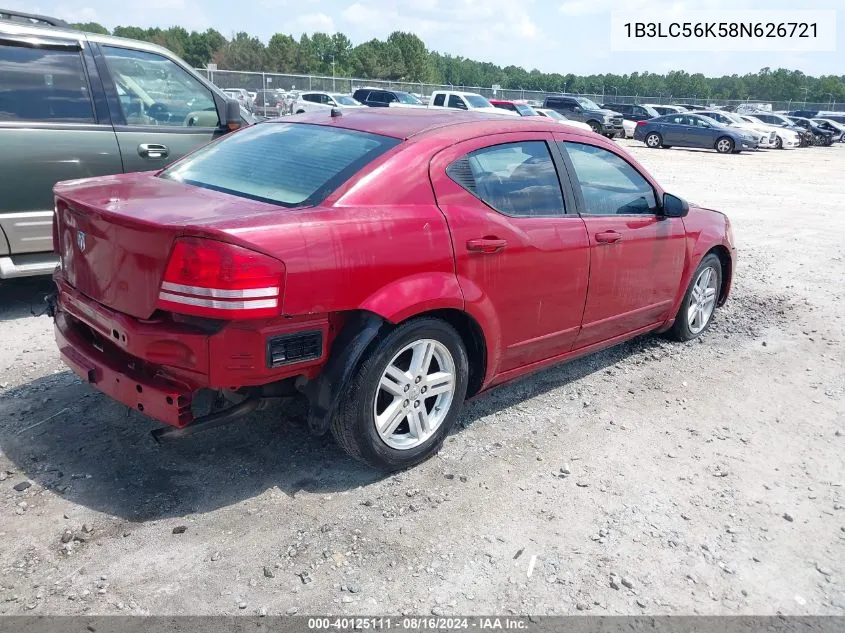 2008 Dodge Avenger Sxt VIN: 1B3LC56K58N626721 Lot: 40125111