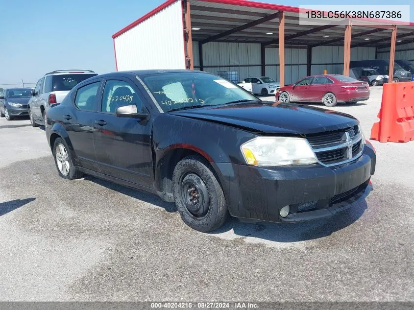 2008 Dodge Avenger Sxt VIN: 1B3LC56K38N687386 Lot: 40204215