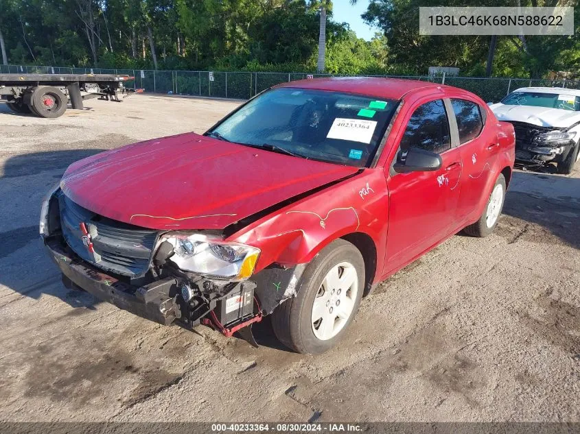 2008 Dodge Avenger Se VIN: 1B3LC46K68N588622 Lot: 40233364