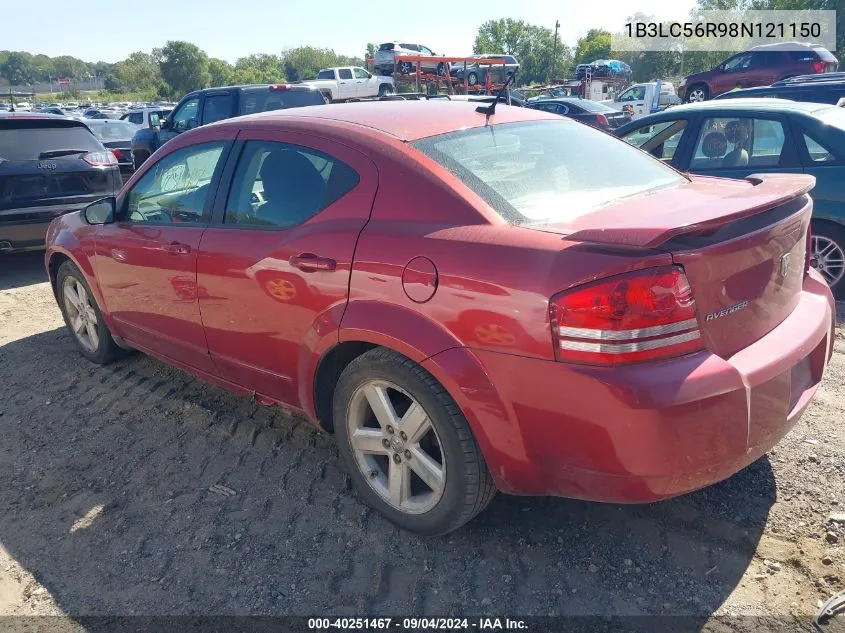 2008 Dodge Avenger Sxt VIN: 1B3LC56R98N121150 Lot: 40251467