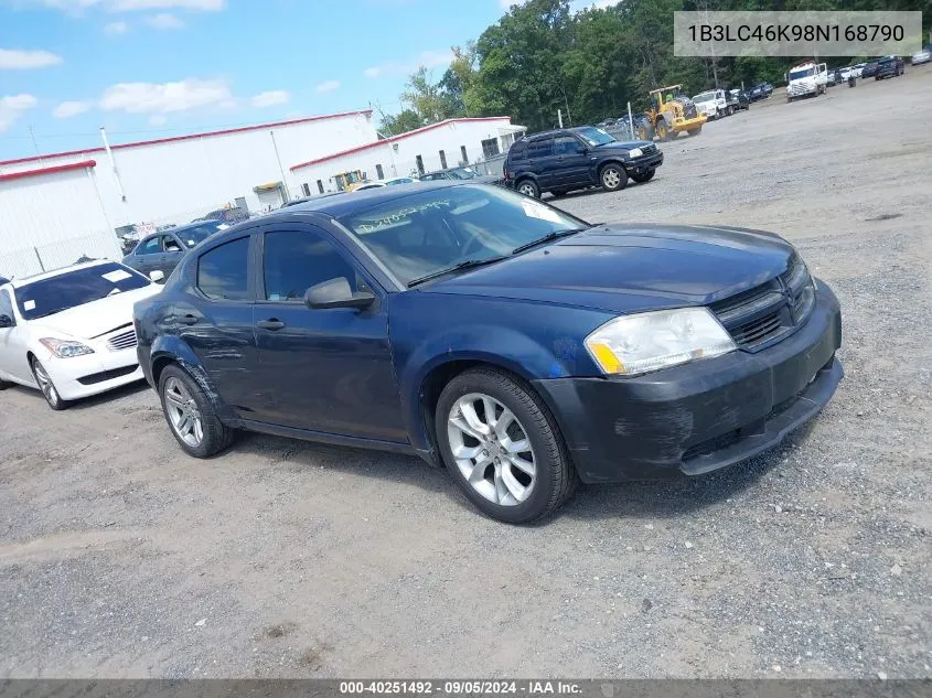 2008 Dodge Avenger Se VIN: 1B3LC46K98N168790 Lot: 40251492