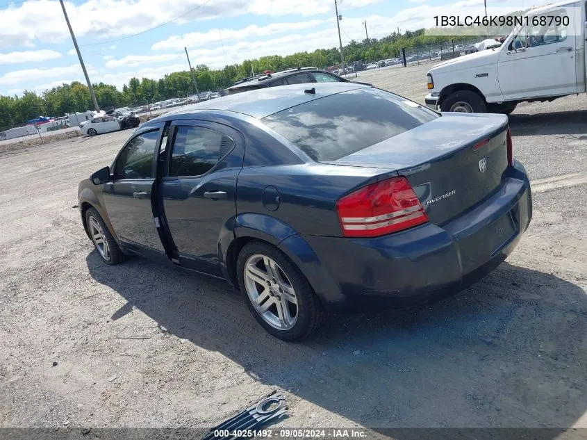 2008 Dodge Avenger Se VIN: 1B3LC46K98N168790 Lot: 40251492