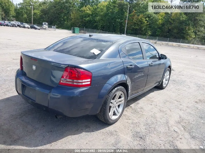 2008 Dodge Avenger Se VIN: 1B3LC46K98N168790 Lot: 40251492