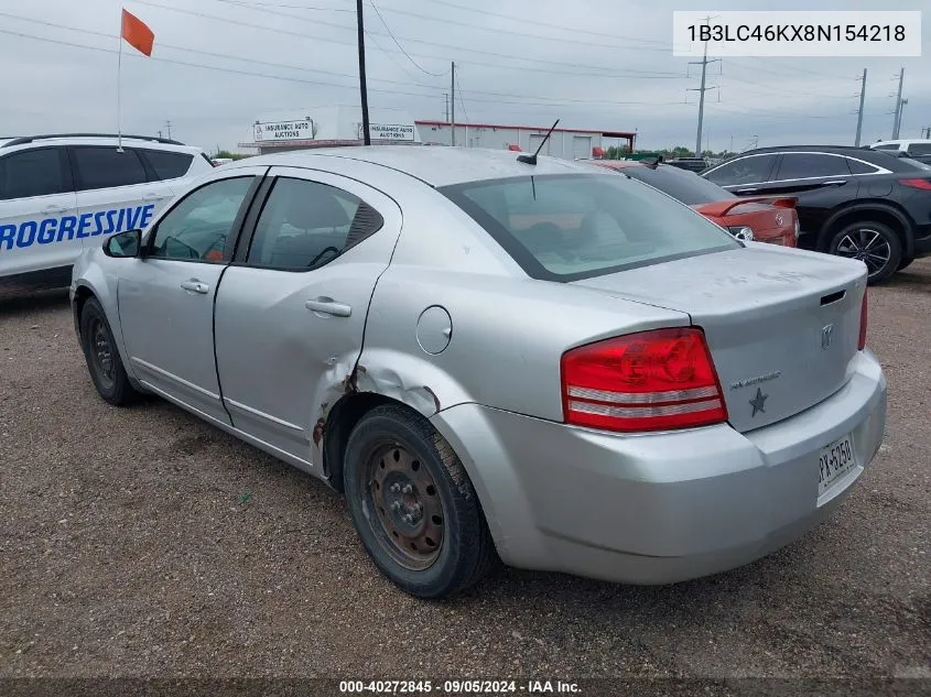 2008 Dodge Avenger Se VIN: 1B3LC46KX8N154218 Lot: 40859266