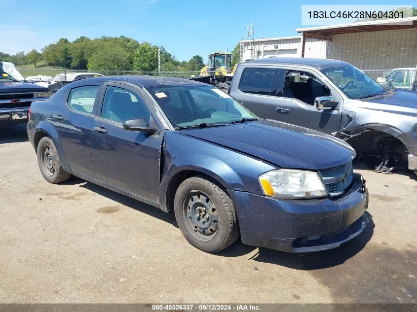 2008 Dodge Avenger Se VIN: 1B3LC46K28N604301 Lot: 40326337