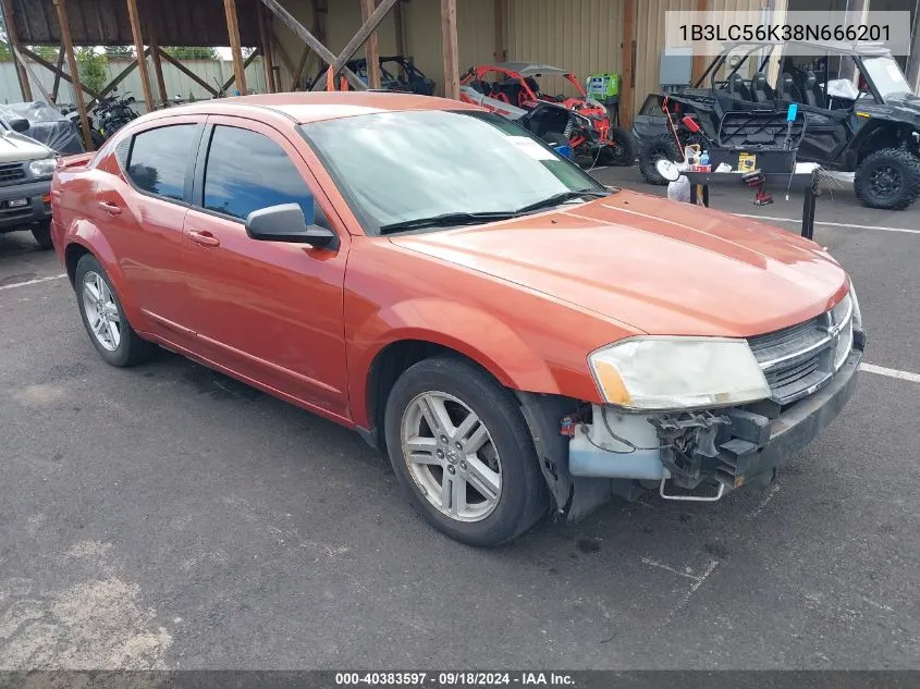 2008 Dodge Avenger Sxt VIN: 1B3LC56K38N666201 Lot: 40383597