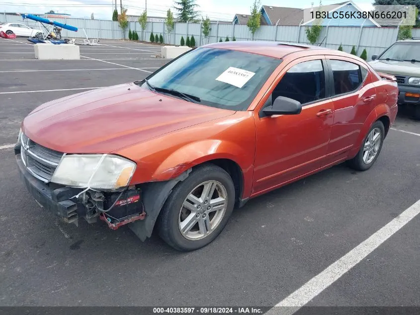 2008 Dodge Avenger Sxt VIN: 1B3LC56K38N666201 Lot: 40383597