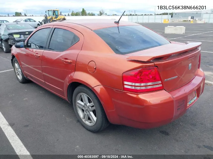 2008 Dodge Avenger Sxt VIN: 1B3LC56K38N666201 Lot: 40383597