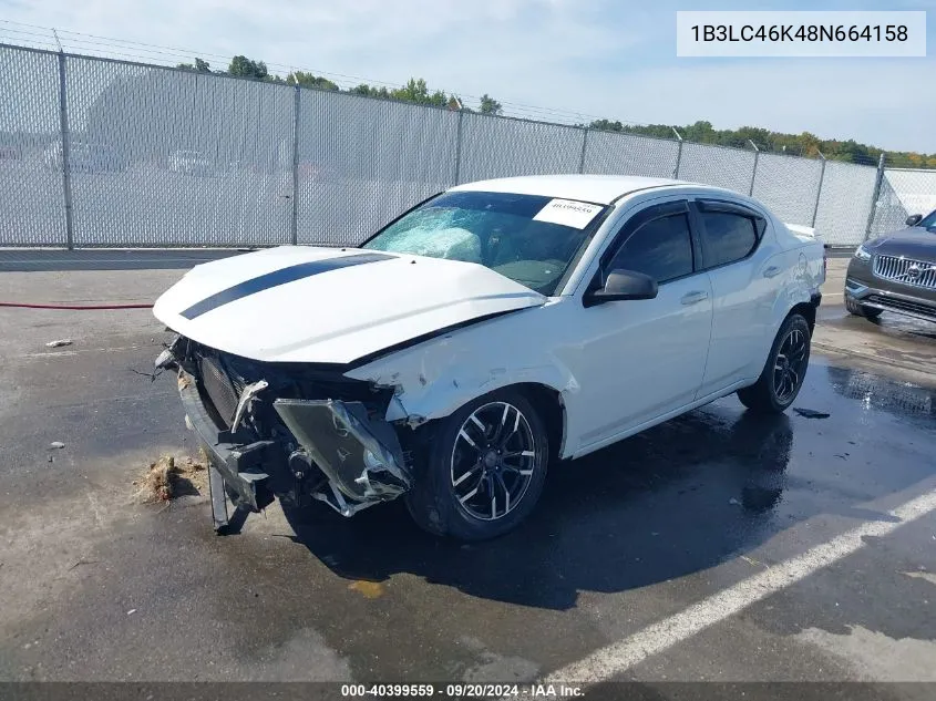 2008 Dodge Avenger Se VIN: 1B3LC46K48N664158 Lot: 40399559