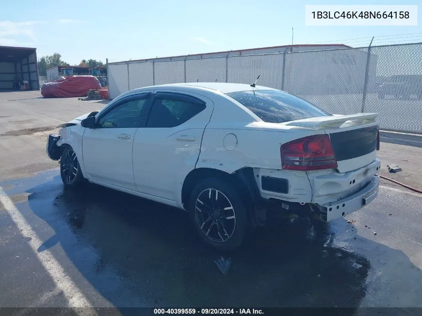 2008 Dodge Avenger Se VIN: 1B3LC46K48N664158 Lot: 40399559