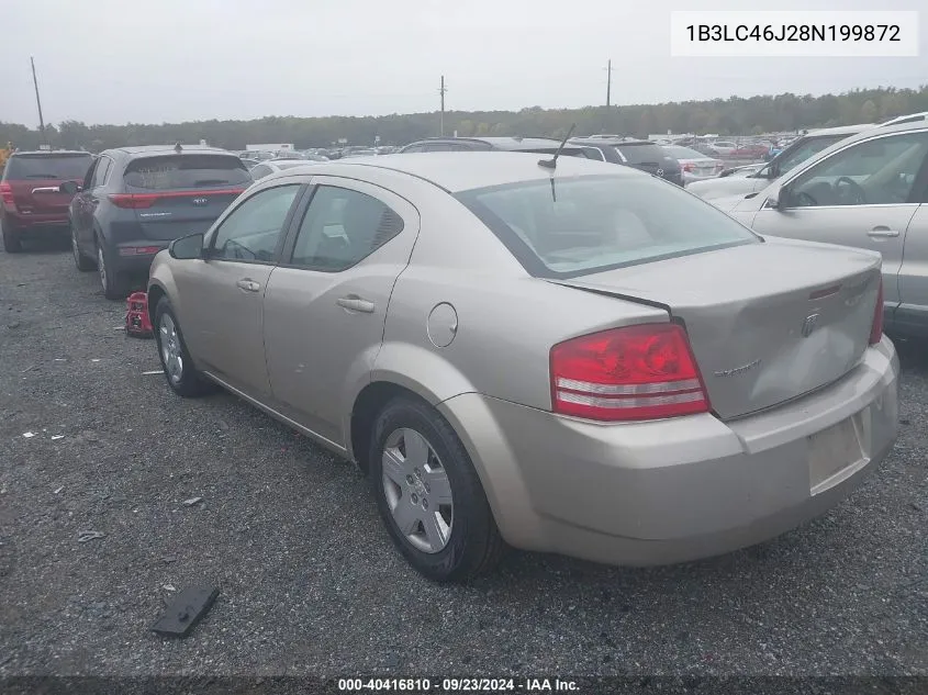 2008 Dodge Avenger Se VIN: 1B3LC46J28N199872 Lot: 40416810