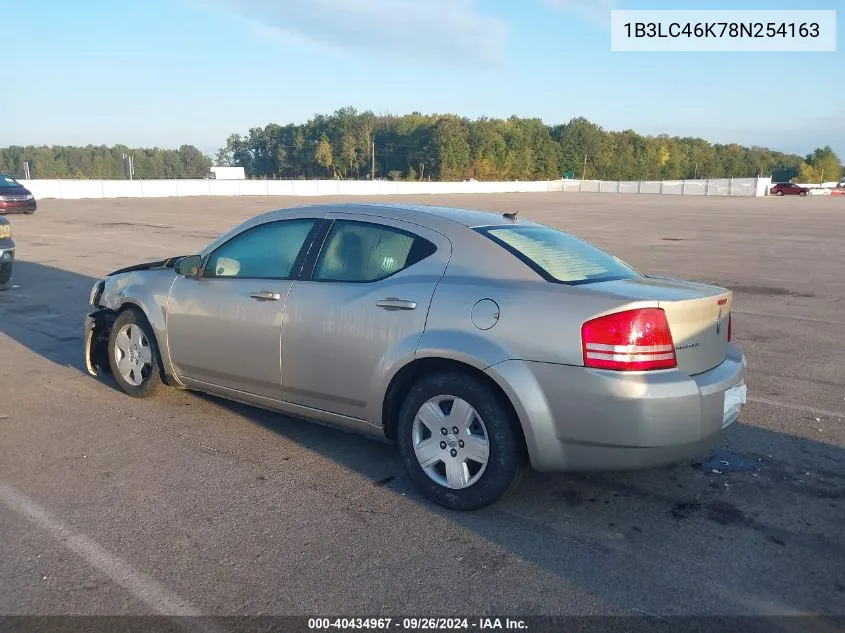 2008 Dodge Avenger Se VIN: 1B3LC46K78N254163 Lot: 40434967