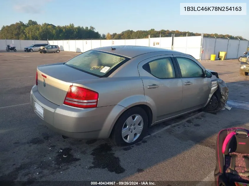 2008 Dodge Avenger Se VIN: 1B3LC46K78N254163 Lot: 40434967