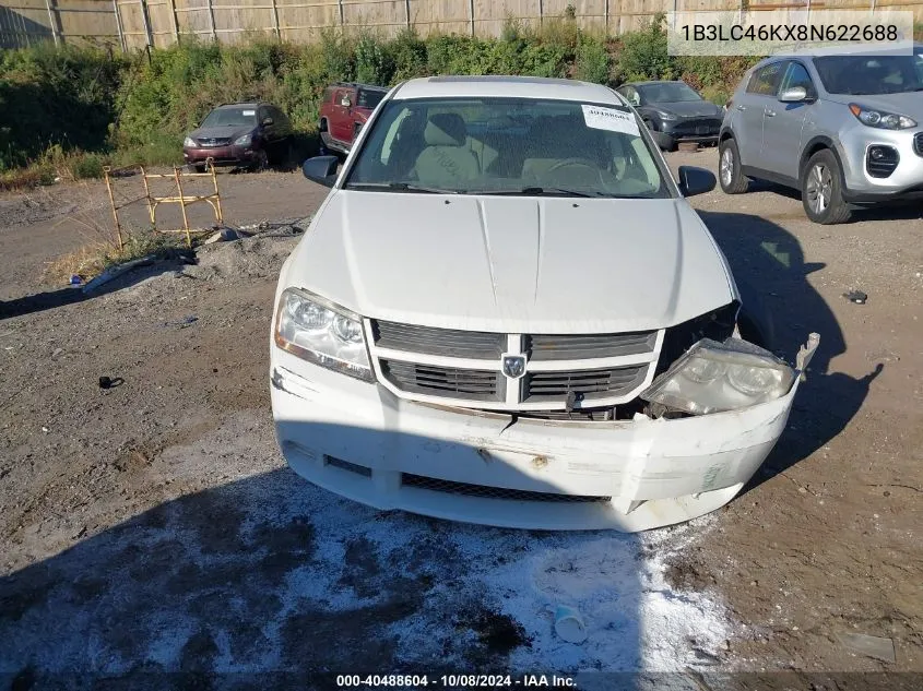 2008 Dodge Avenger Se VIN: 1B3LC46KX8N622688 Lot: 40488604