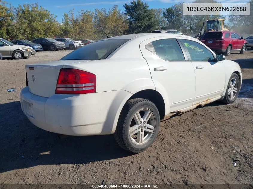 2008 Dodge Avenger Se VIN: 1B3LC46KX8N622688 Lot: 40488604