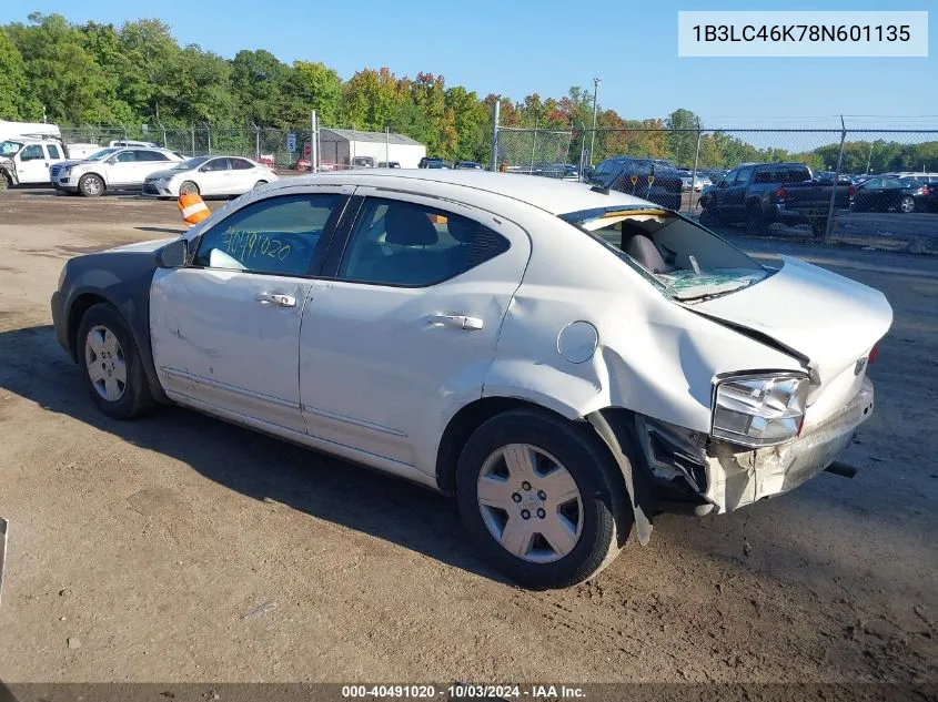 2008 Dodge Avenger Se VIN: 1B3LC46K78N601135 Lot: 40491020