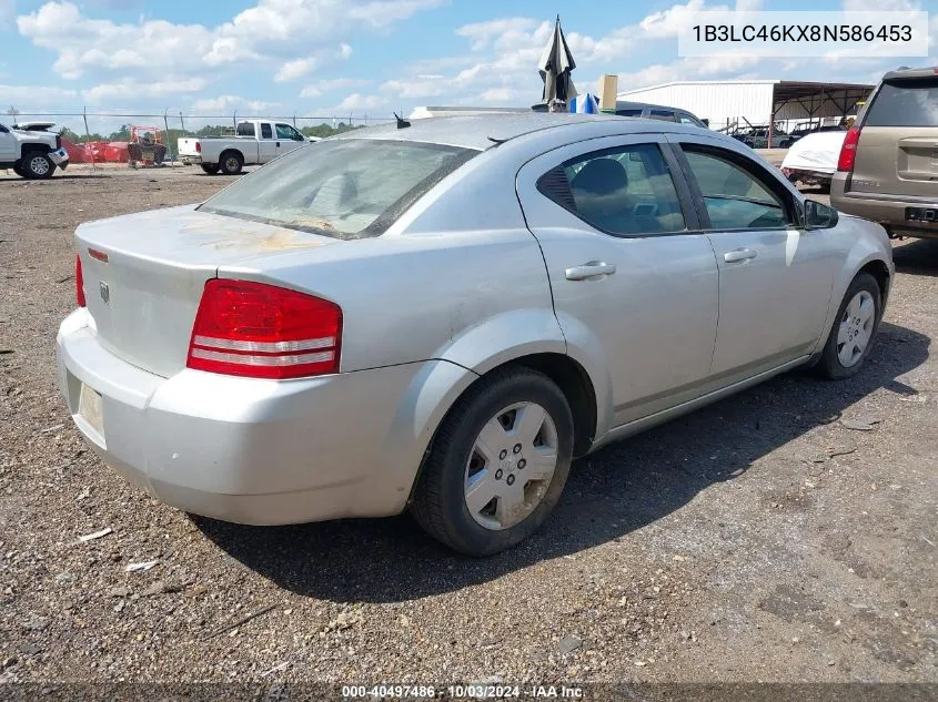 2008 Dodge Avenger Se VIN: 1B3LC46KX8N586453 Lot: 40497486