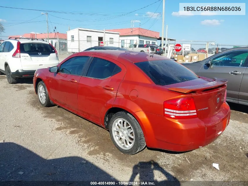 2008 Dodge Avenger Sxt VIN: 1B3LC56R88N686036 Lot: 40514990