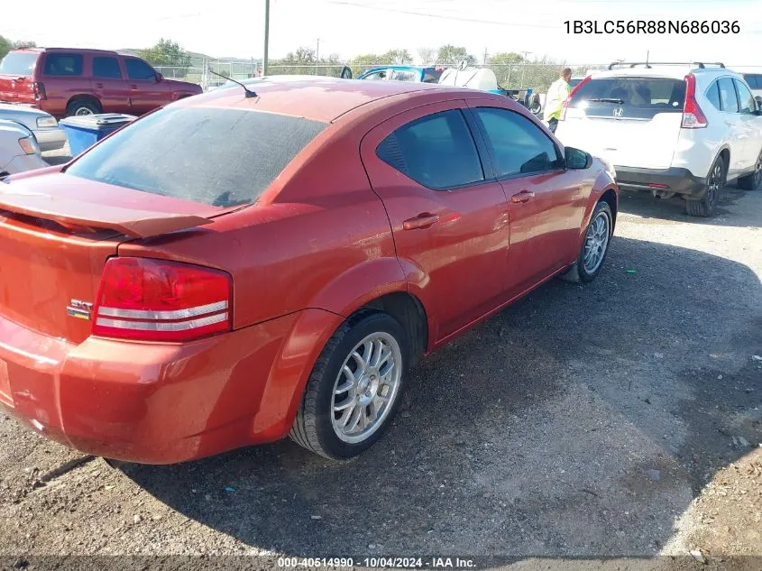 2008 Dodge Avenger Sxt VIN: 1B3LC56R88N686036 Lot: 40514990