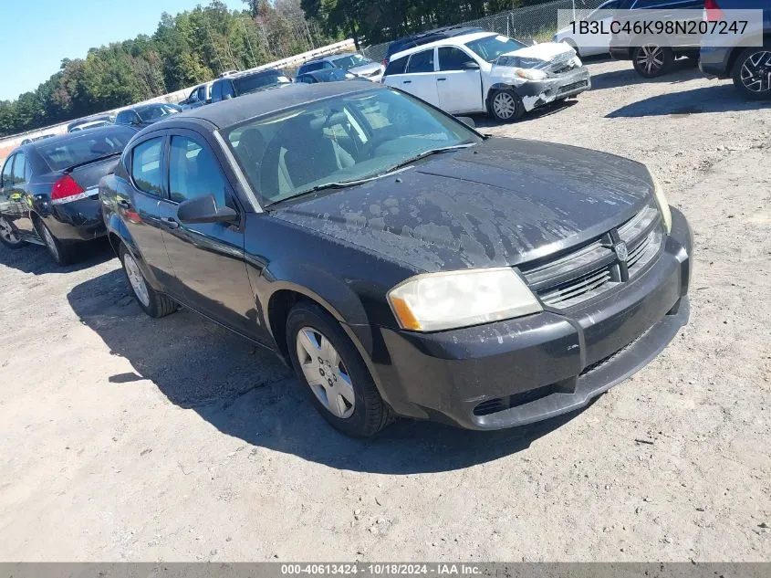 1B3LC46K98N207247 2008 Dodge Avenger Se