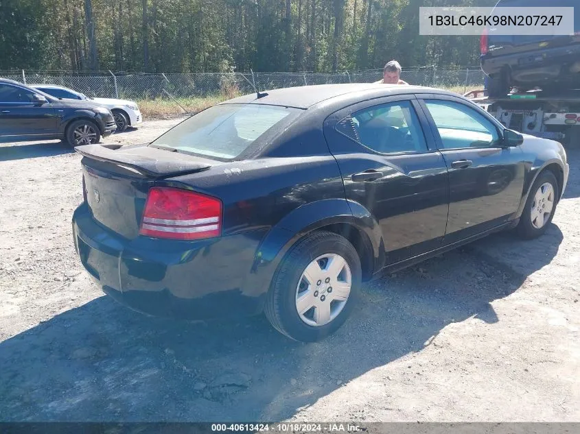 2008 Dodge Avenger Se VIN: 1B3LC46K98N207247 Lot: 40613424