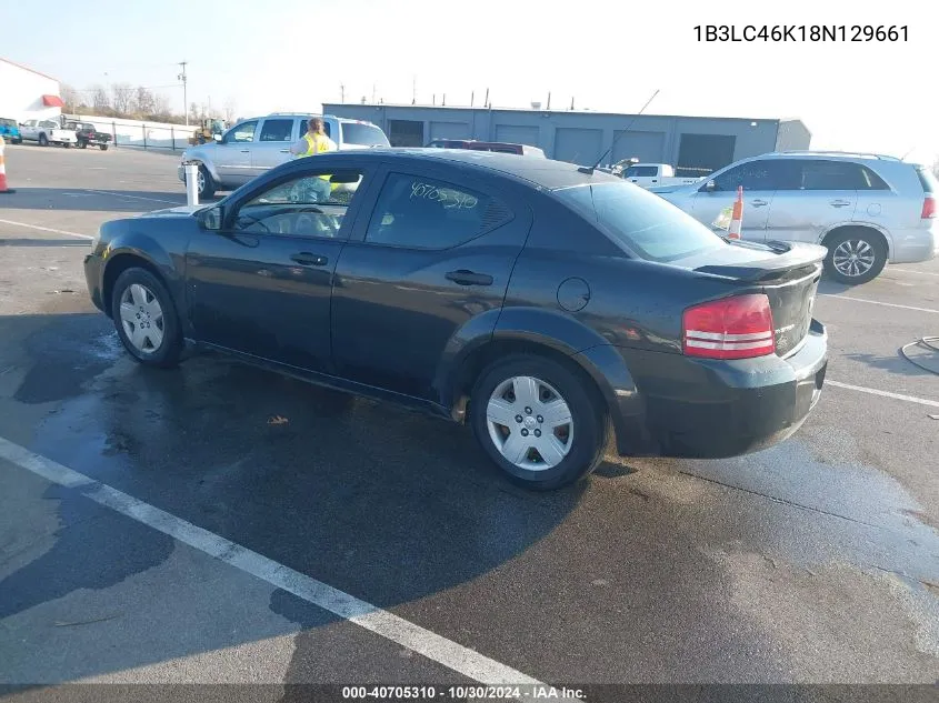 2008 Dodge Avenger Se VIN: 1B3LC46K18N129661 Lot: 40705310