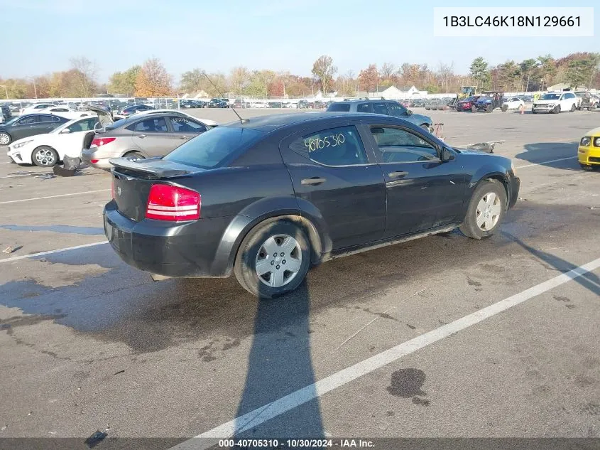 2008 Dodge Avenger Se VIN: 1B3LC46K18N129661 Lot: 40705310