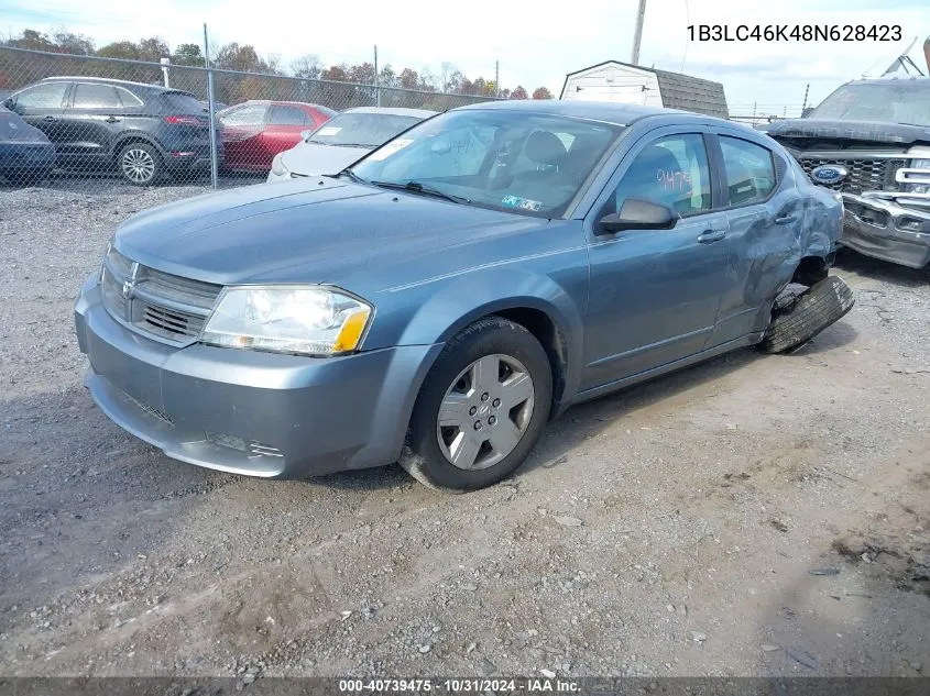 2008 Dodge Avenger Se VIN: 1B3LC46K48N628423 Lot: 40739475